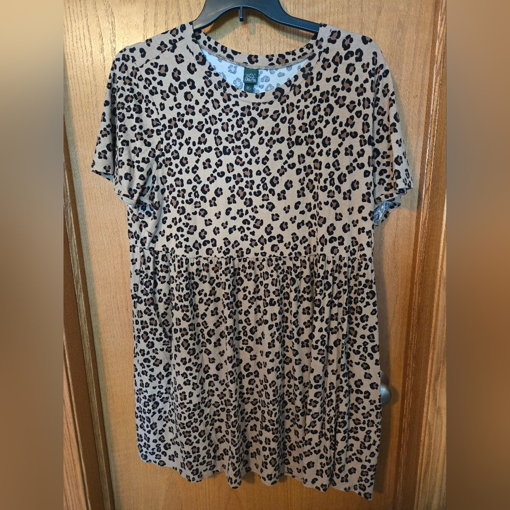 wild fable Tan and Black Leopard Babydoll Mini Dress
